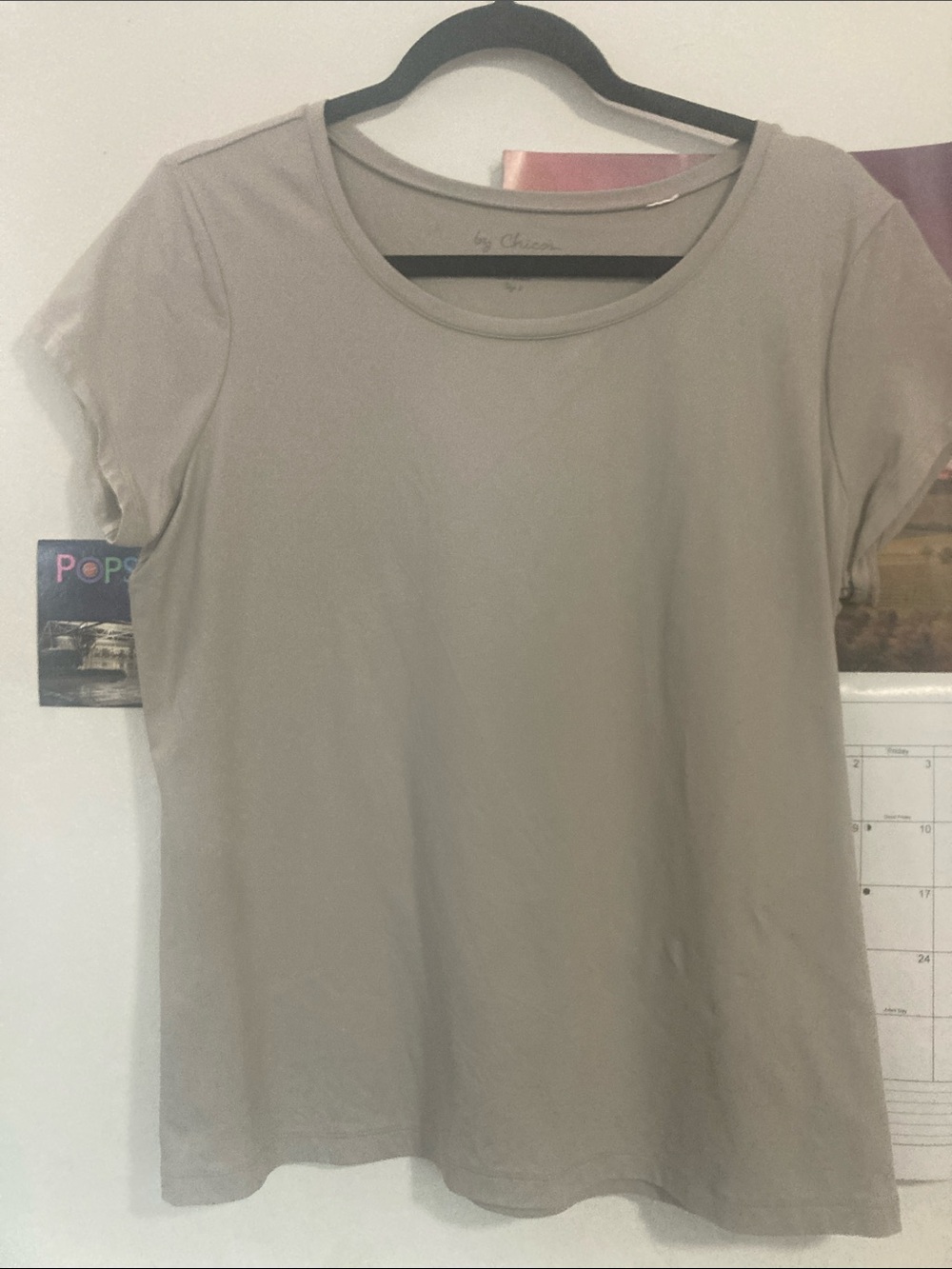 Chico's Neutral Taupe Short Sleeve Crewneck Tee